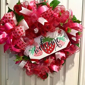 Strawberry Welcome Wreath - Pink and Red